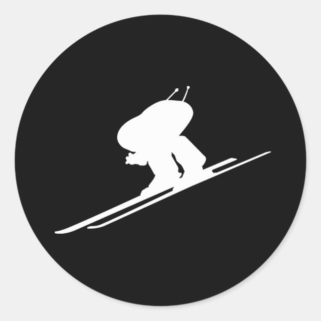 Skiabfahrt Runder Aufkleber (Vorderseite)