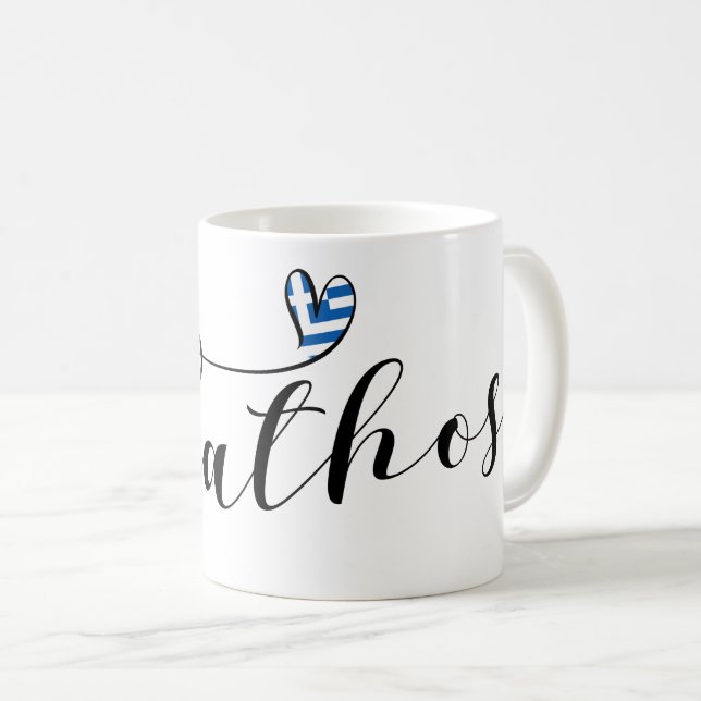 Skiathios Herzdesign mit griechischer Flagge Kaffeetasse (VorderseiteRechts)