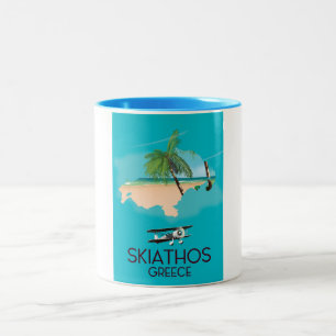 Skiathos Griechenland Reiseplakat Zweifarbige Tasse