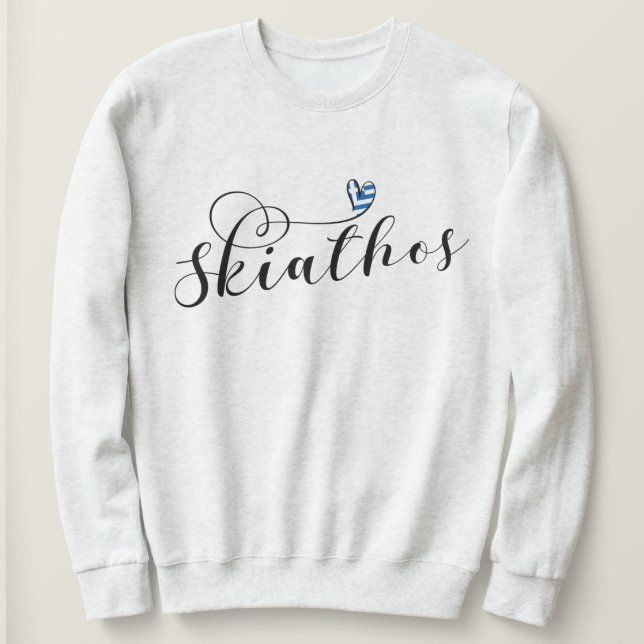 Skiathos Herzdesign mit griechischer Flagge Sweatshirt (Design vorne)