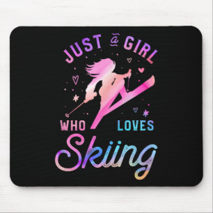 Skiausflug Skifahren Aquarell Mädchen Mousepad