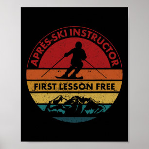 Skiausflug Skifahrer Apres Ski Trainer Erste Lekti Poster