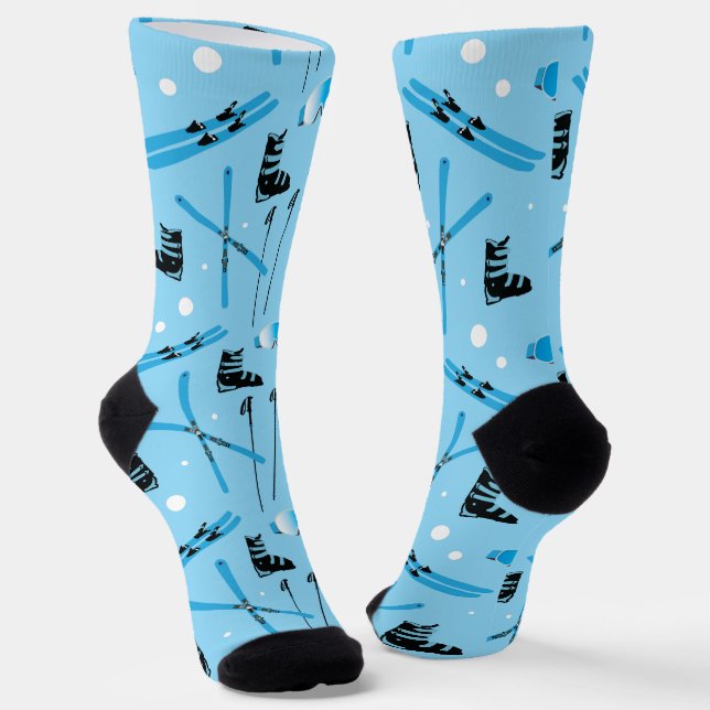 Skiausrüstung Blaues Muster Socken (Gewinkelt)