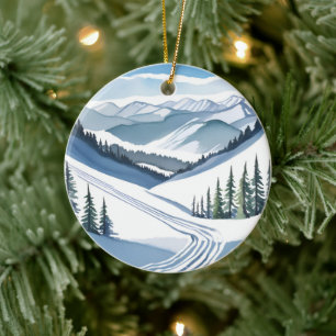 Skiberg Aquarell Keramik Ornament