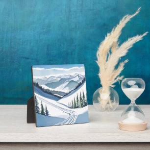 Skiberg-Aquarellmalerei Winterkunst Fotoplatte