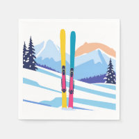 Skiberg Wasserfarbe Winter