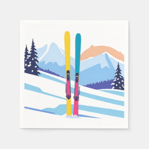 Skiberg Wasserfarbe Winter Serviette