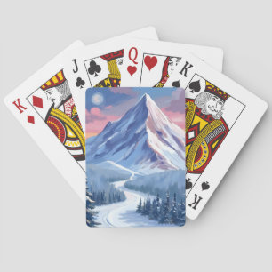 Skiberg Winter Natur Landschaftsmalerei Spielkarten