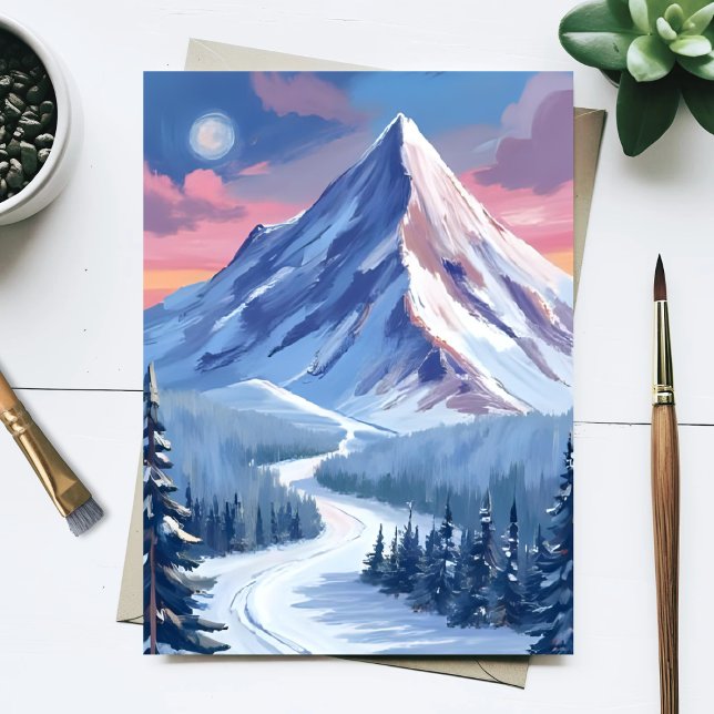 Skiberg Winterlandschaft Gemälde Postkarte (Von Creator hochgeladen)