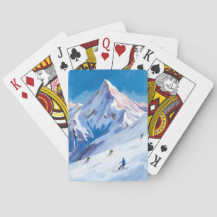 Skiberghänge Winter Aquarell Spielkarten