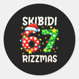 Skibidi 67 Rizzmas Lustiges Six Seven Meme Weihnac Runder Aufkleber