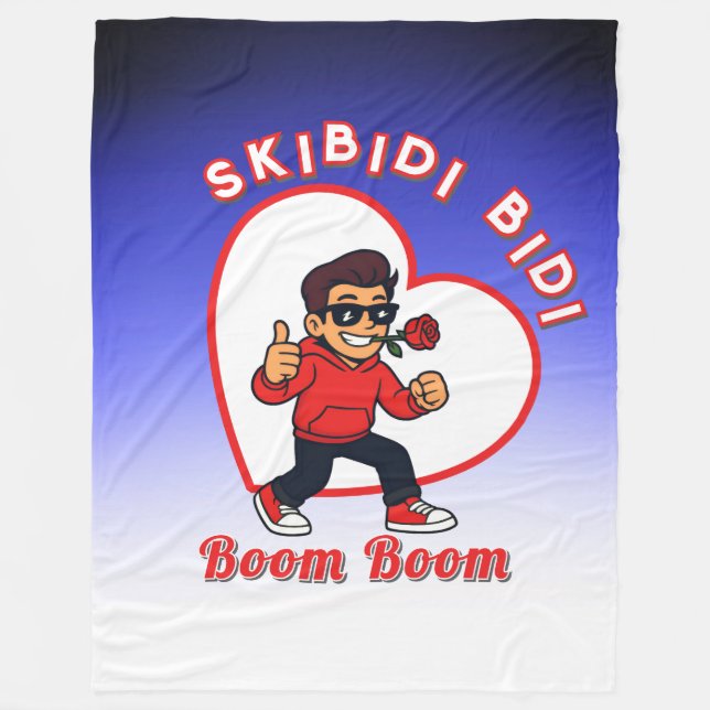 Skibidi Bidi Boom Boom Valentine Meme - Cartoon Fleecedecke (Vorderseite)