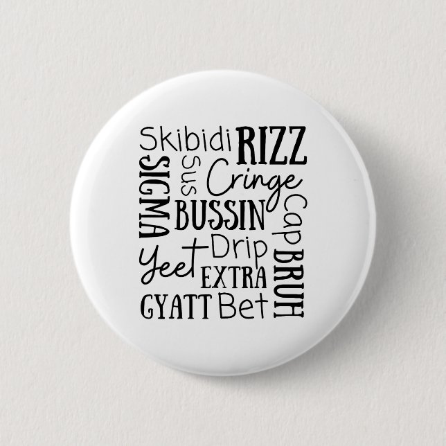 Skibidi Rizz Funny Kids Rizz Bussin Gen Z Christma Button (Vorderseite)