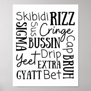 Skibidi Rizz Lustige Kinder Rizz Bussin Gen Z Weih Poster