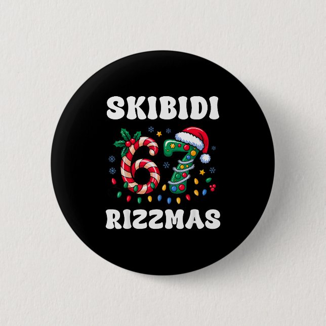 Skibidi Rizzmas 67 Christmas Six Seven Xmas Funny  Button (Vorderseite)