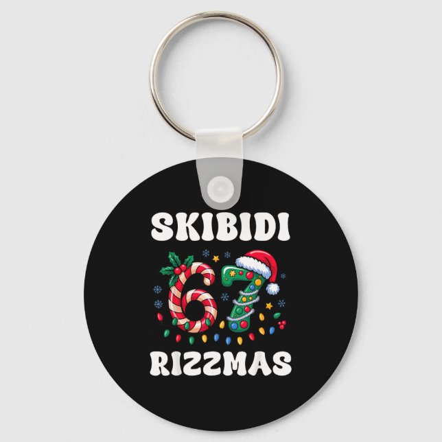 Skibidi Rizzmas 67 Christmas Six Seven Xmas Funny  Schlüsselanhänger (Vorderseite)