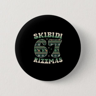 Skibidi Rizzmas 67 Six Seven Meme Hässliches Weihn Button