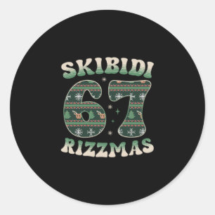 Skibidi Rizzmas 67 Six Seven Meme Hässliches Weihn Runder Aufkleber