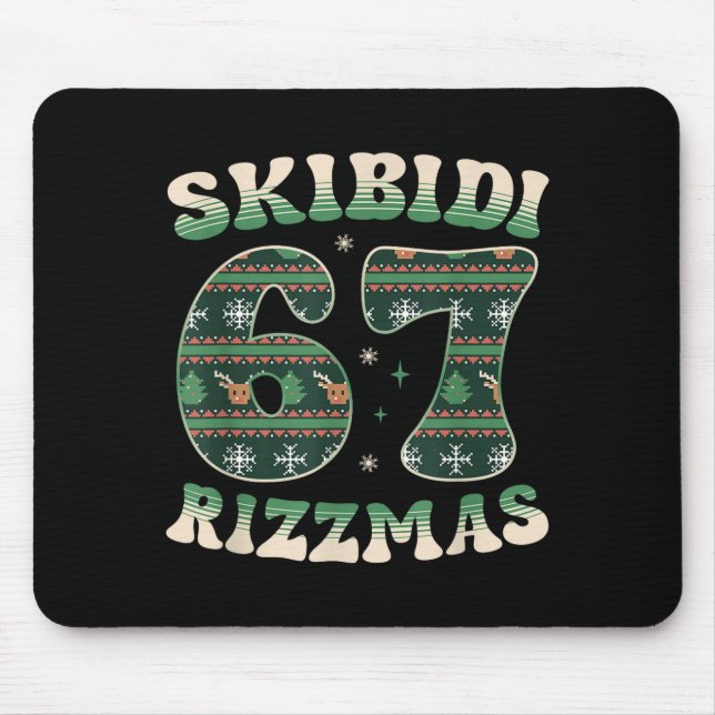 Skibidi Rizzmas 67 Six Seven Meme Ugly Christmas F Mousepad (Vorne)
