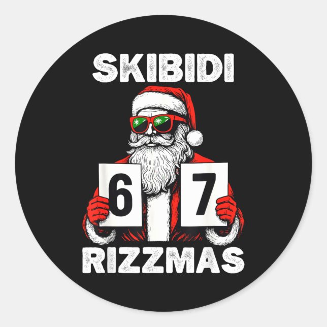 Skibidi Rizzmas Christmas 6 7 Funny Santa  Runder Aufkleber (Vorderseite)