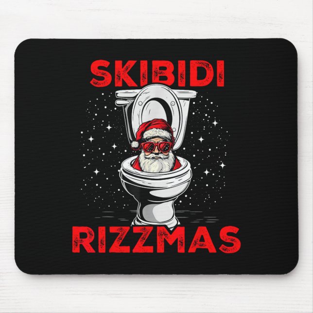 Skibidi Rizzmas Funny Santa Toilet White Elephant  Mousepad (Vorne)