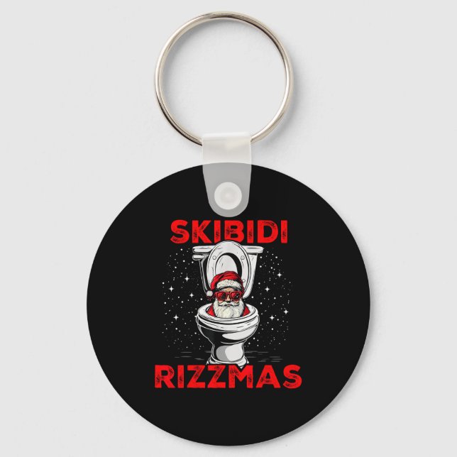 Skibidi Rizzmas Funny Santa Toilet White Elephant  Schlüsselanhänger (Vorderseite)