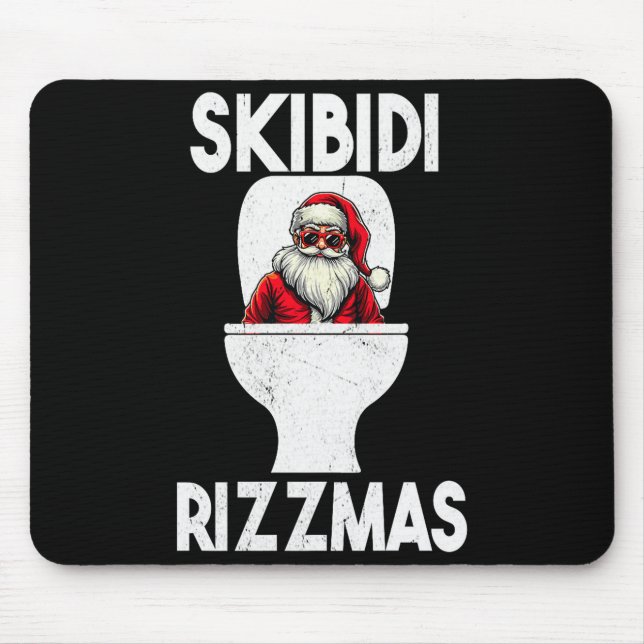 Skibidi Rizzmas Funny Toilet Santa Claus Christmas Mousepad (Vorne)