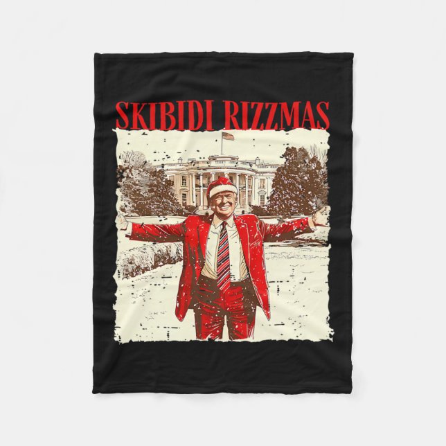 Skibidi Rizzmas Funny Trump Rizz Weihnachten 1 Fleecedecke (Vorderseite)
