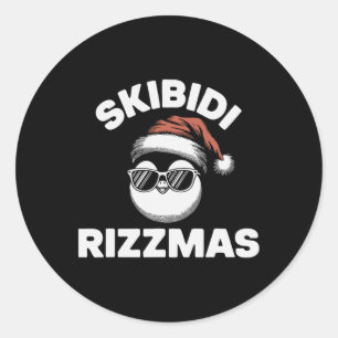 Skibidi Rizzmas Lustiges Gen Alpha Slang Weihnacht Runder Aufkleber