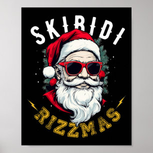 Skibidi Rizzmas Retro Weihnachtsmann Hut Coole Wei Poster