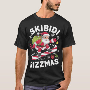 Skibidi Rizzmas Santa Clause Skaten Board Rizz T-Shirt