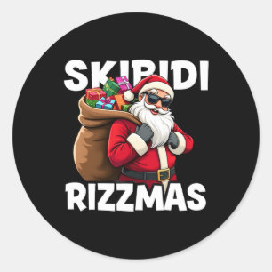 Skibidi Rizzmas Santa Got Spiel Merry Rizzmas Sie Runder Aufkleber