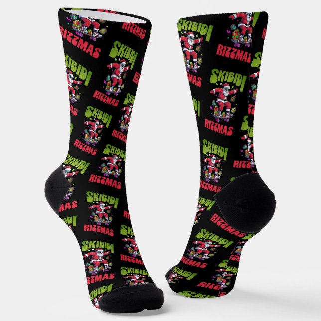 Skibidi Rizzmas Santa on his Skate  Socken (Gewinkelt)
