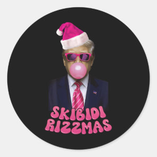 Skibidi Rizzmas Weihnachten Pink Trump Blase Gum C Runder Aufkleber