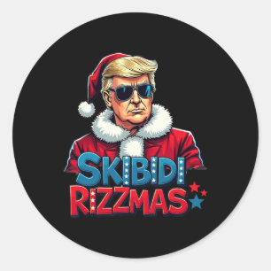 Skibidi Rizzmas Weihnachten Rizz Santa Claus Trump Runder Aufkleber