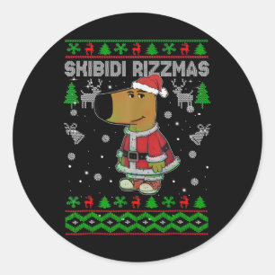 Skibidi Rizzmas Weihnachten Rizz Santa hässlicher  Runder Aufkleber