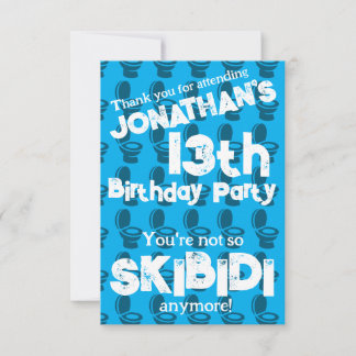 Skibidi Toilet Geburtstagsparty Dankeskarte