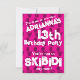 Skibidi Toilet Pink Geburtstagsparty Dankeskarte