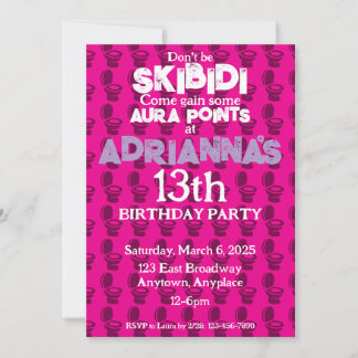 Skibidi Toilet Pink Geburtstagsparty Einladung