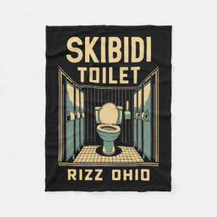 Skibidi Toilet Rizz Ohio Funny Meme Retro Vintag Fleecedecke