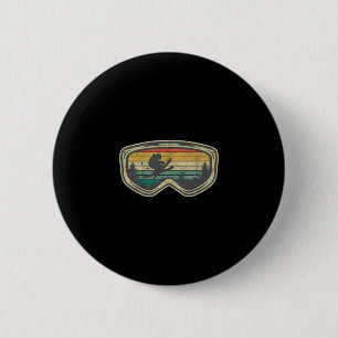 Skibrille Berg Schnee Skifahren Retro Winterferien Button