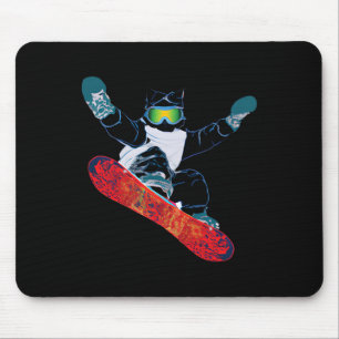 Skibrille Lustige Skifahren Snowboarden Katze Mousepad