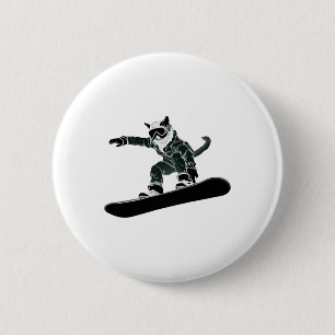 Skibrille Lustiges Skifahren Snowboarden Katze Button