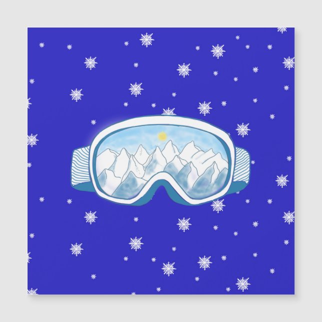 Skibrille mit Bergreflektion Magnetkarte (Vorderseite)