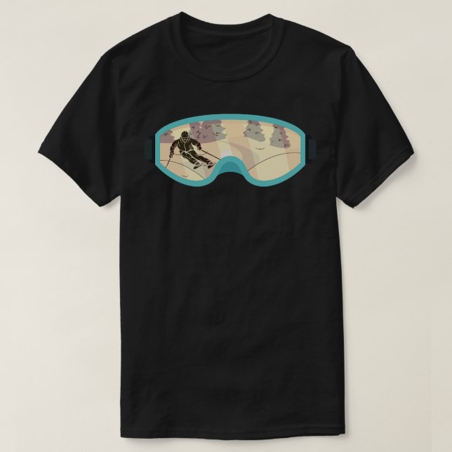 Skibrille mit Schnee T-Shirt (Design vorne)