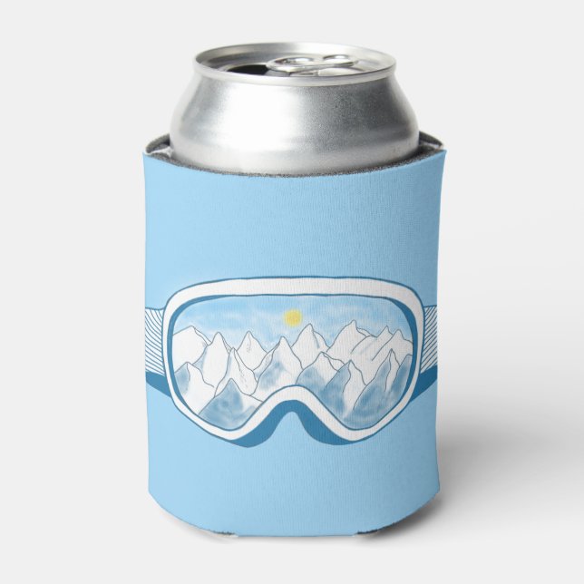 Skibrille mit Spiegelbild der Berge Dosenkühler (Kanne Vorderseite)