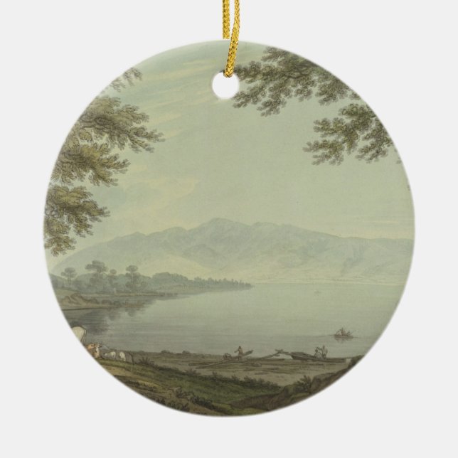 Skiddaw und Derwent Wasser (Stift u. Tinte mit w/c Keramikornament (Vorne)