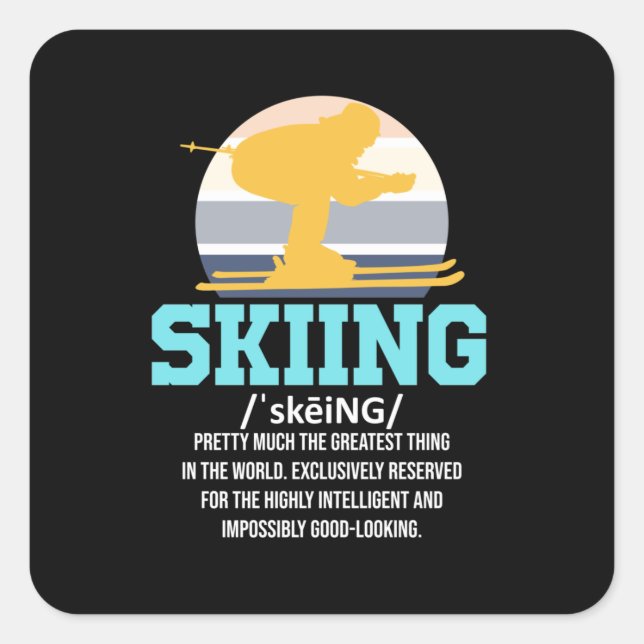Skidefinition Skifahren Skifahren Snowboard Winter Quadratischer Aufkleber (Vorderseite)