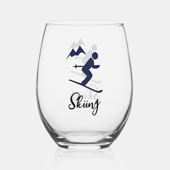 Skidesign Edelstahlglas Weinglas Ohne Stiel (Vorderseite)
