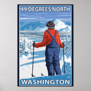 Skier Admiring - 49 Grad Nord, Washington Poster